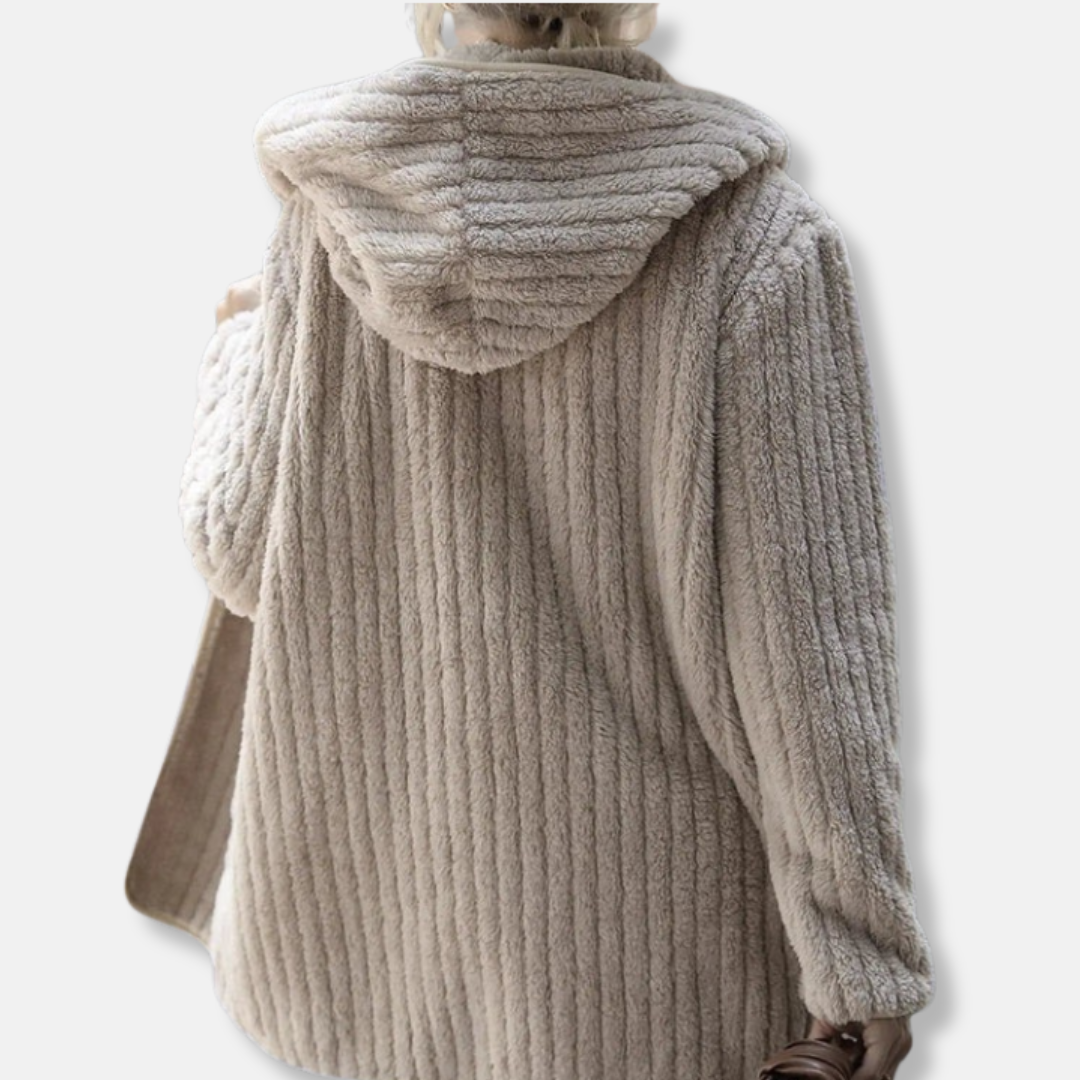 Mirla | Fleece Överdimensionerad Cardigan Hoodie Ribbsticksstruktur-Cardigan-Eva Jonsson