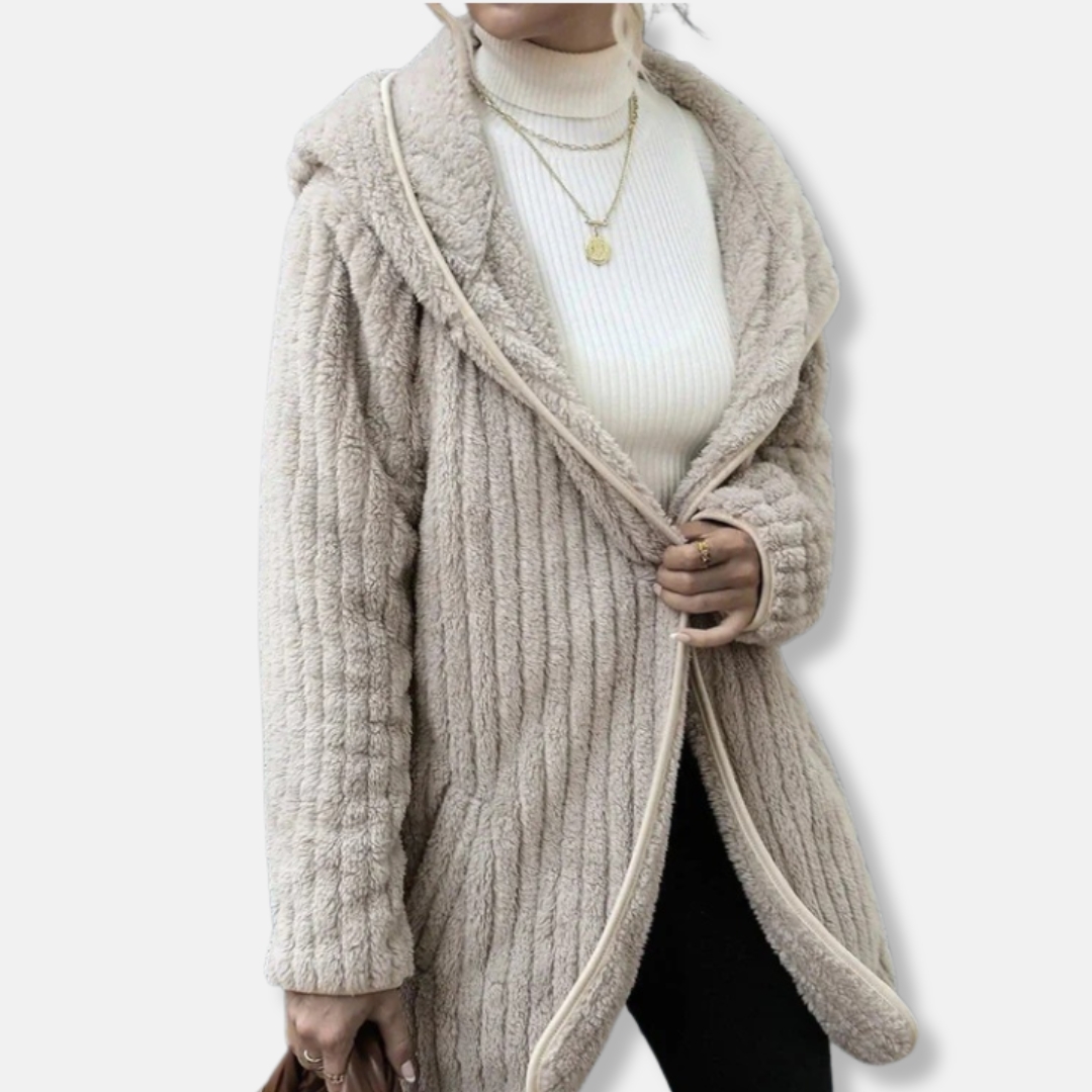 Mirla | Fleece Överdimensionerad Cardigan Hoodie Ribbsticksstruktur-Cardigan-Eva Jonsson