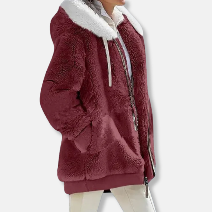 Mirla | Fleece översize fleecejacka med huva och dragkedja-Eva Jonsson