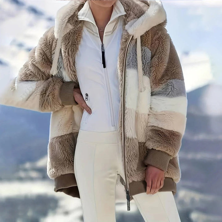 Mirla | Fleecejacka Oversized Fit Huva med snodd Dragkedja Mjuk och Varm-Eva Jonsson
