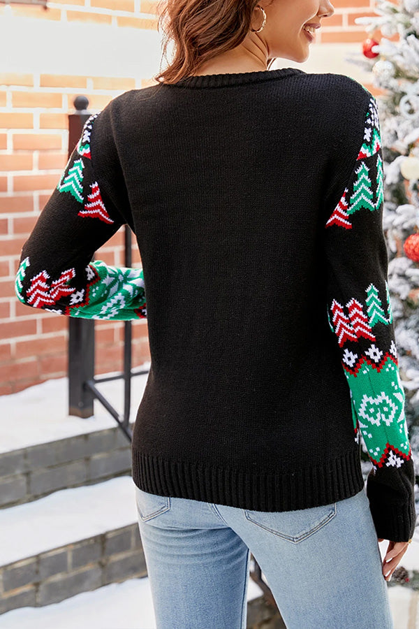 Mirla | Flerfärgad Snöflinge- & Dinosaurie-Tryck Julstickad Jacka-Eva Jonsson