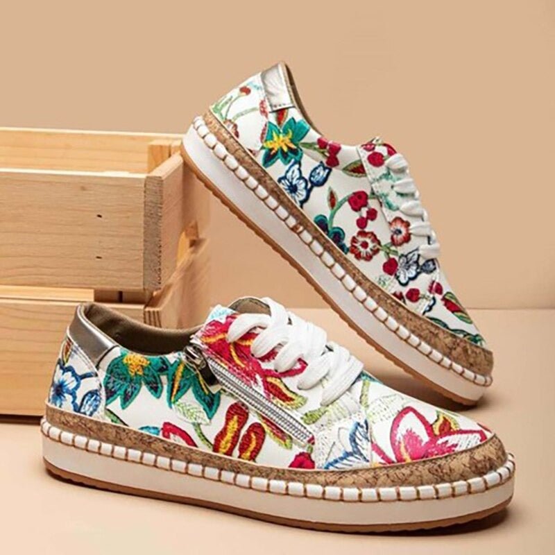 Mirla | Floral Ortopedisk Dragkedja Sneakers-Eva Jonsson