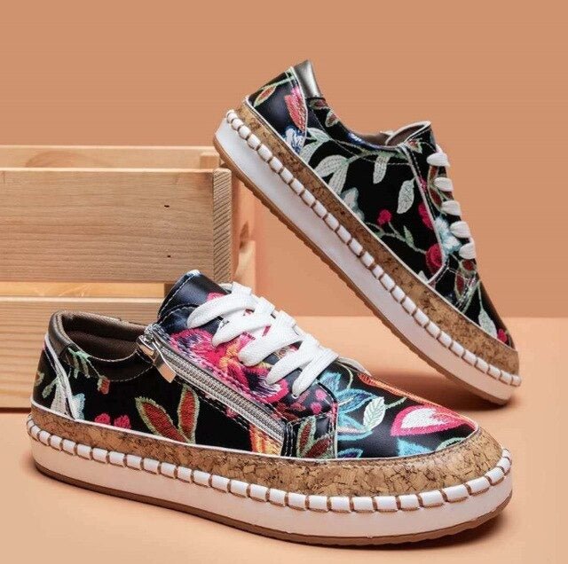 Mirla | Floral Ortopedisk Dragkedja Sneakers-Eva Jonsson