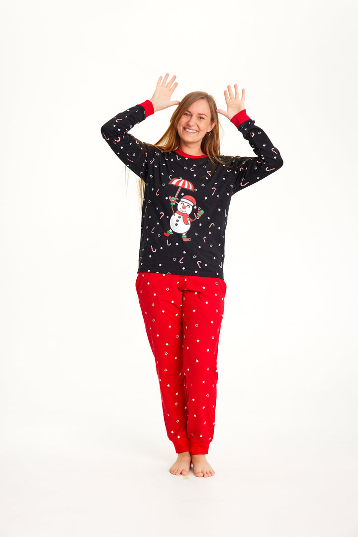 Mirla | Flygande Snögubbe Jul Pyjamas Kvinnor-Eva Jonsson