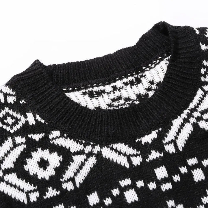 Mirla | Ful Julsweater - Festlig Stickad Klänning med Renmönster-Eva Jonsson