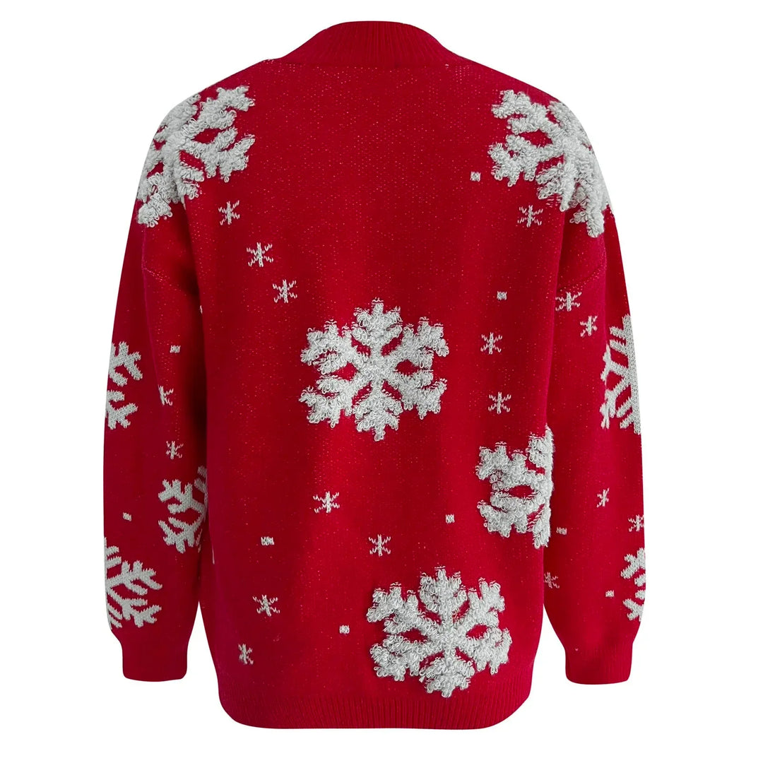 Mirla | Ful Jultröja - Glittrande Snöflinge-Utseende med Festlig Stil-Eva Jonsson