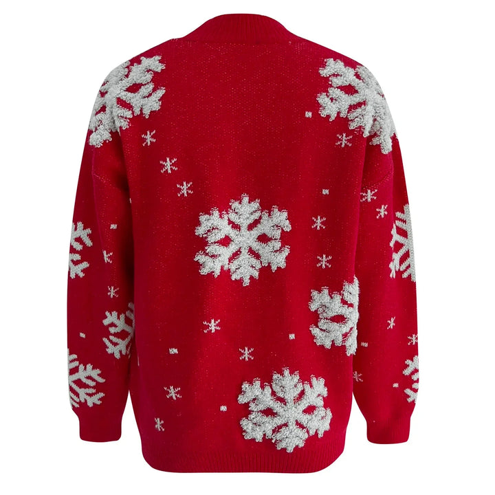 Mirla | Ful Jultröja - Glittrande Snöflinge-Utseende med Festlig Stil-Eva Jonsson