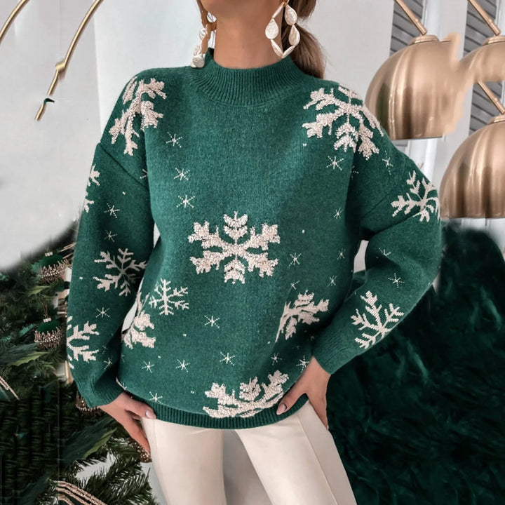 Mirla | Ful Jultröja - Glittrande Snöflinge-Utseende med Festlig Stil-Eva Jonsson