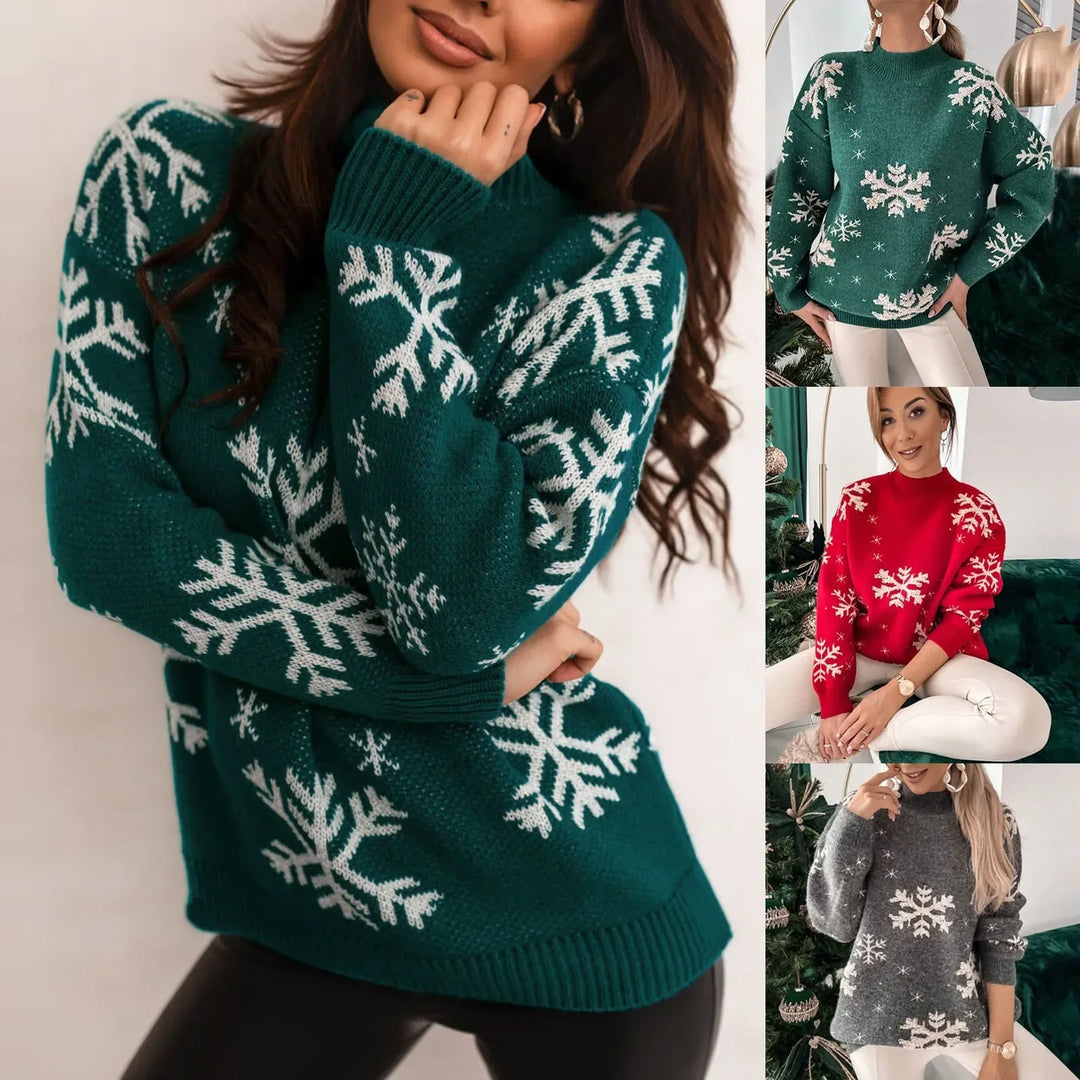 Mirla | Ful Jultröja - Glittrande Snöflinge-Utseende med Festlig Stil-Eva Jonsson
