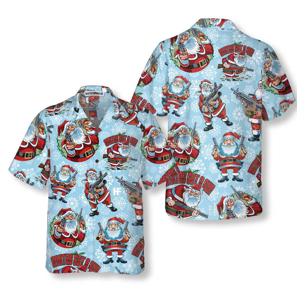 Mirla | Funny Santa With Machine Gun Hawaii Shirt Funny Santa Hawaii Shirt-Eva Jonsson