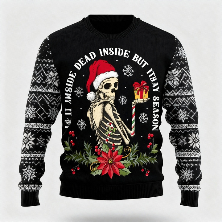Mirla | Funny Skull Print - Black Holiday Icon Sweater-Eva Jonsson