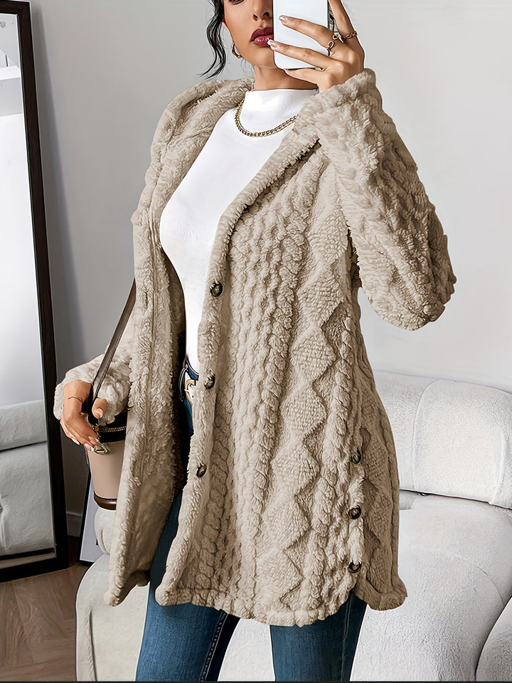 Mirla | Fuzzy teddy hoodie jacka-Eva Jonsson