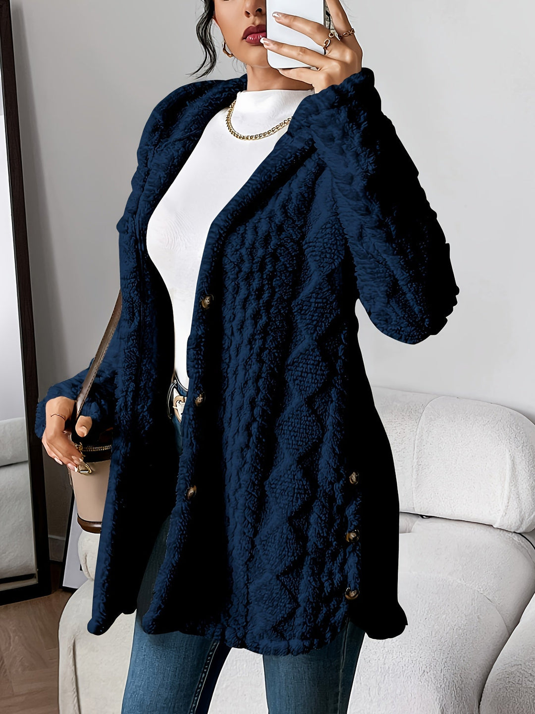 Mirla | Fuzzy teddy hoodie jacka-Eva Jonsson