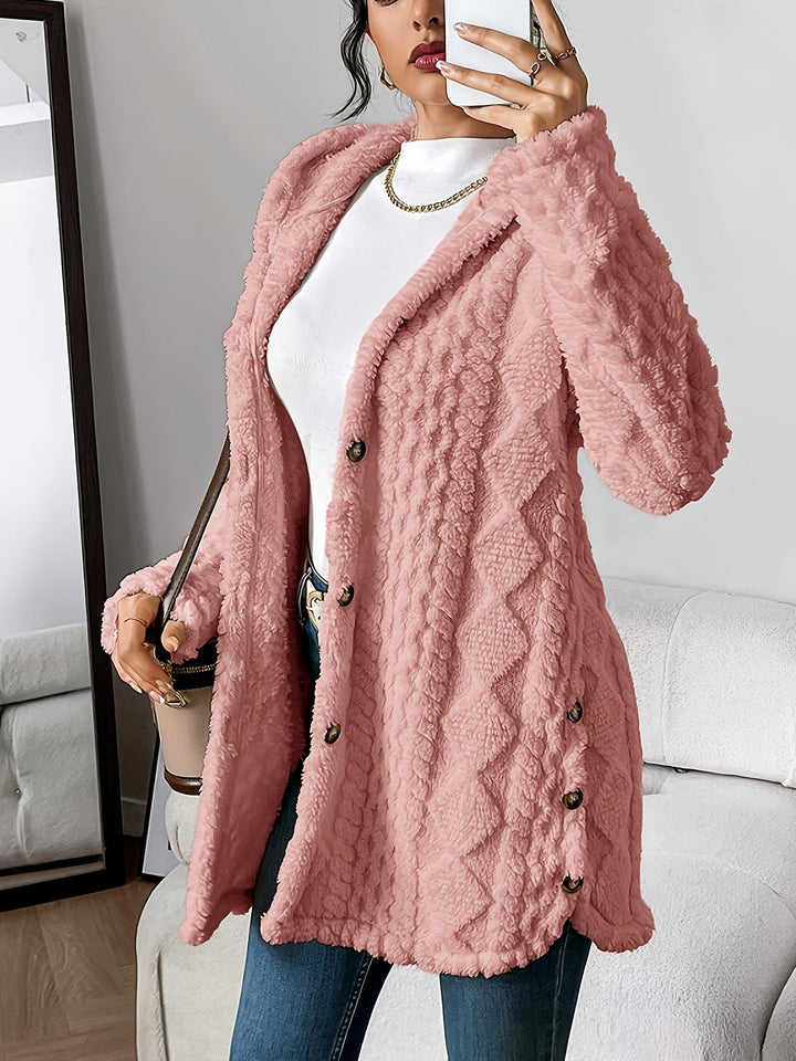 Mirla | Fuzzy teddy hoodie jacka-Eva Jonsson