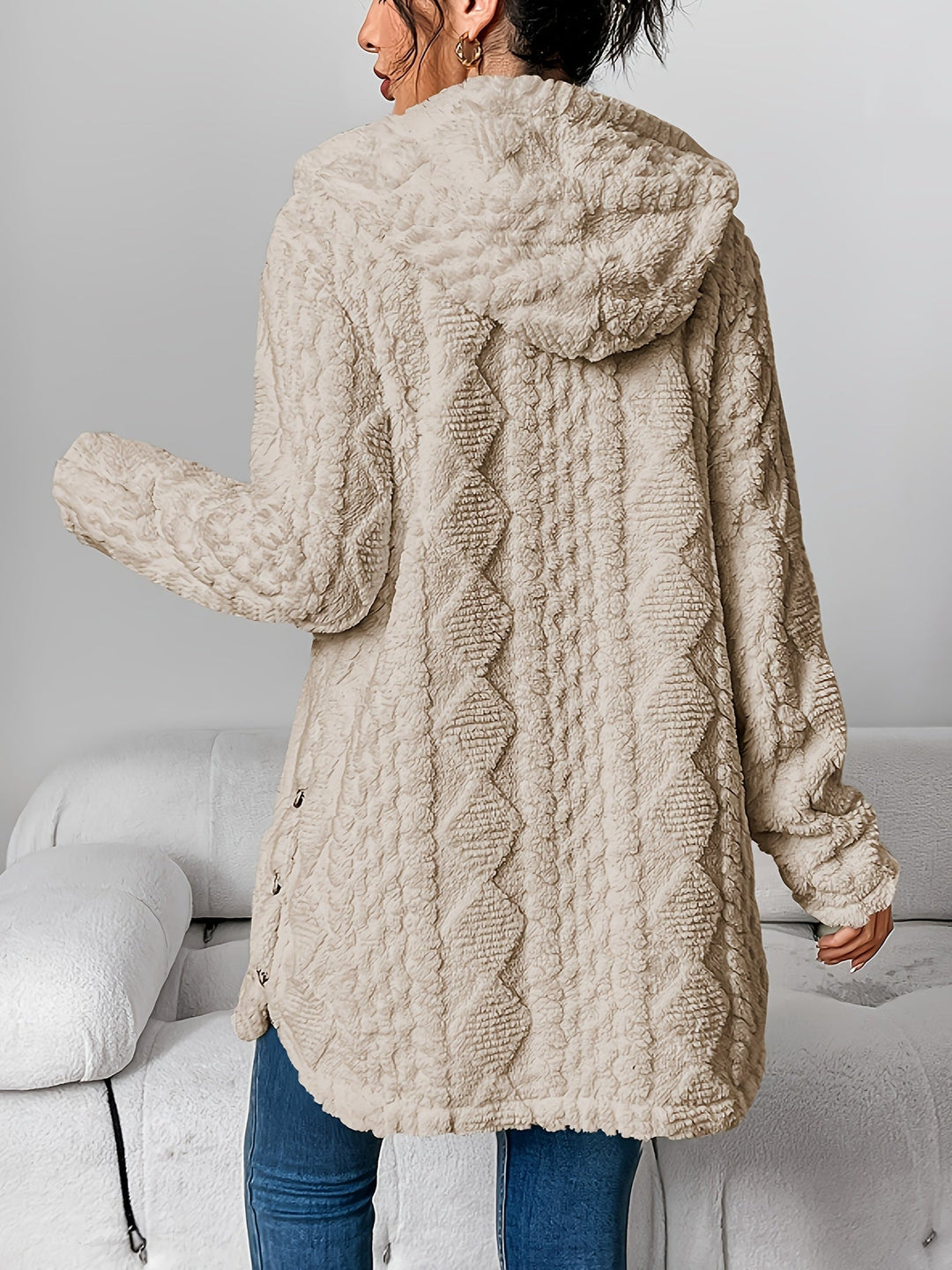 Mirla | Fuzzy teddy hoodie jacka-Eva Jonsson