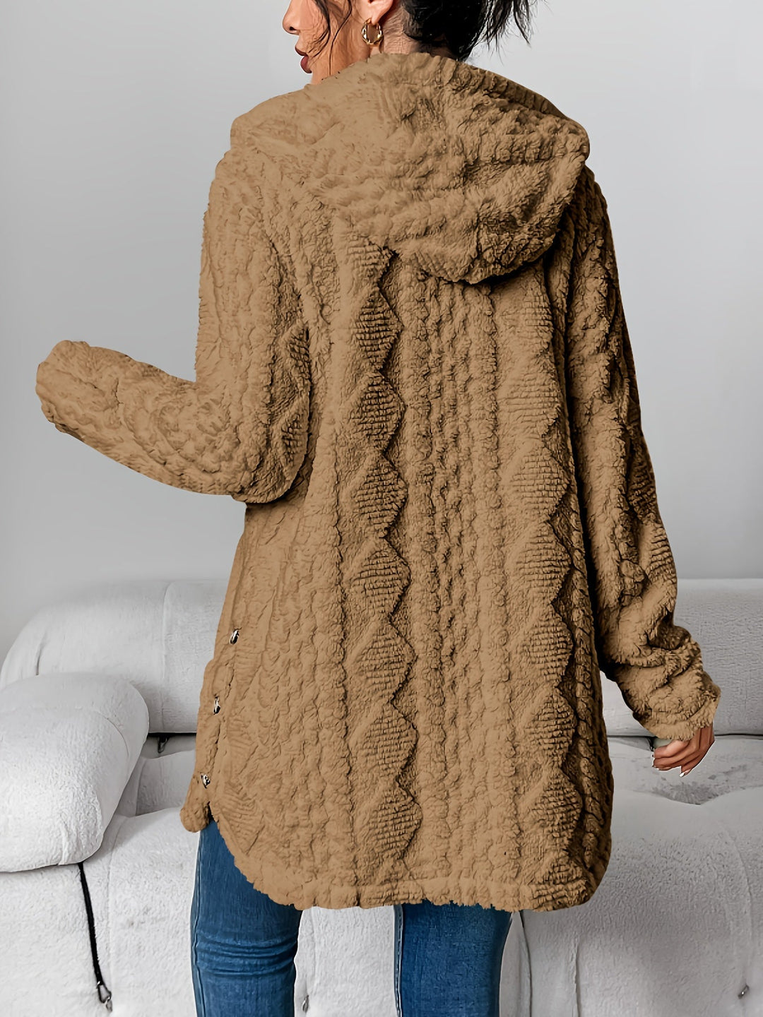 Mirla | Fuzzy teddy hoodie jacka-Eva Jonsson