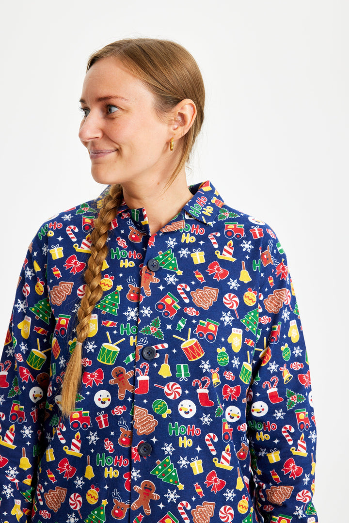 Mirla | Galen Jul Pyjamas Flanell Blå Dam-Eva Jonsson