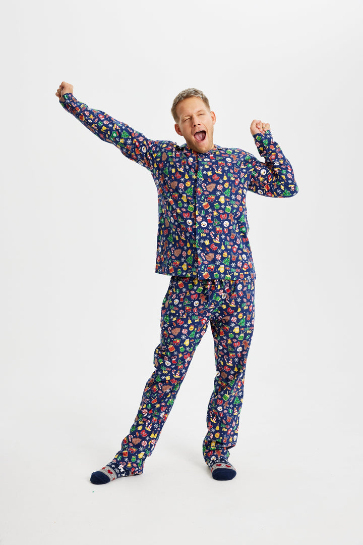 Mirla | Galen Jul-Pyjamas Flanell Blå - Herrar-Eva Jonsson