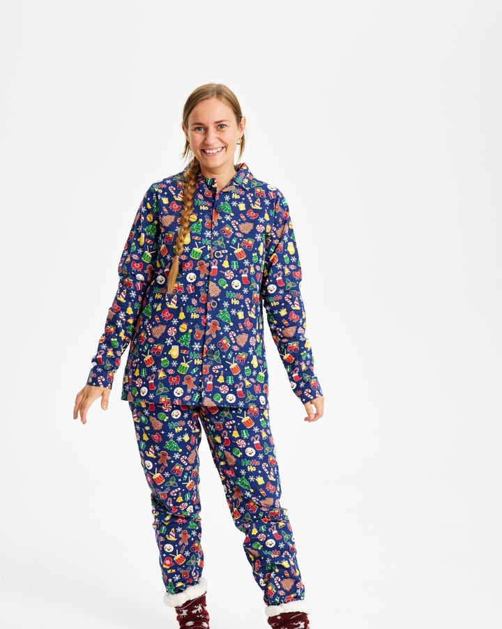 Mirla | Galen Julpyjamas Flanell Blå - Dam-Eva Jonsson