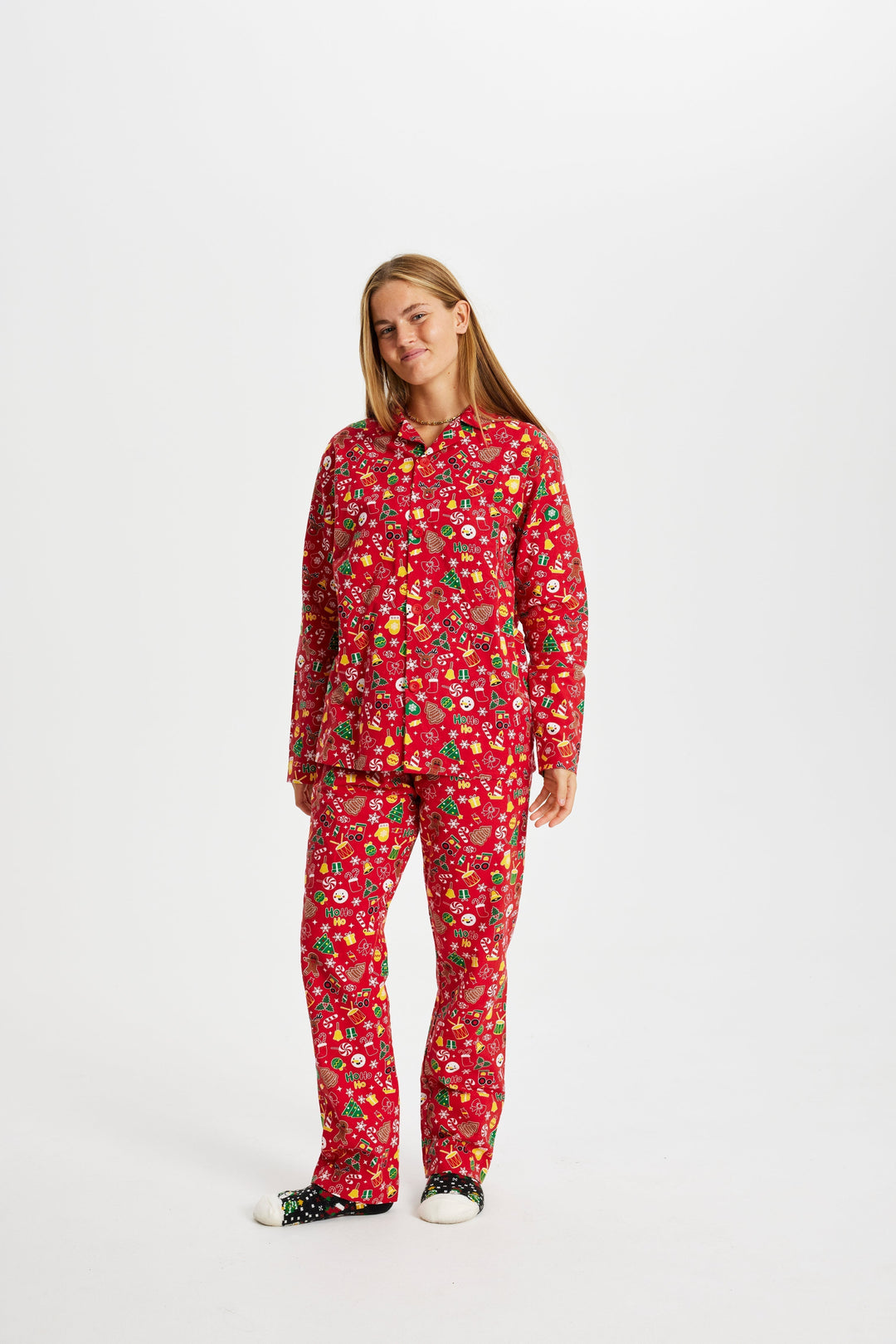 Mirla | Galen Julpyjamas Flanell Röd - Dam-Eva Jonsson