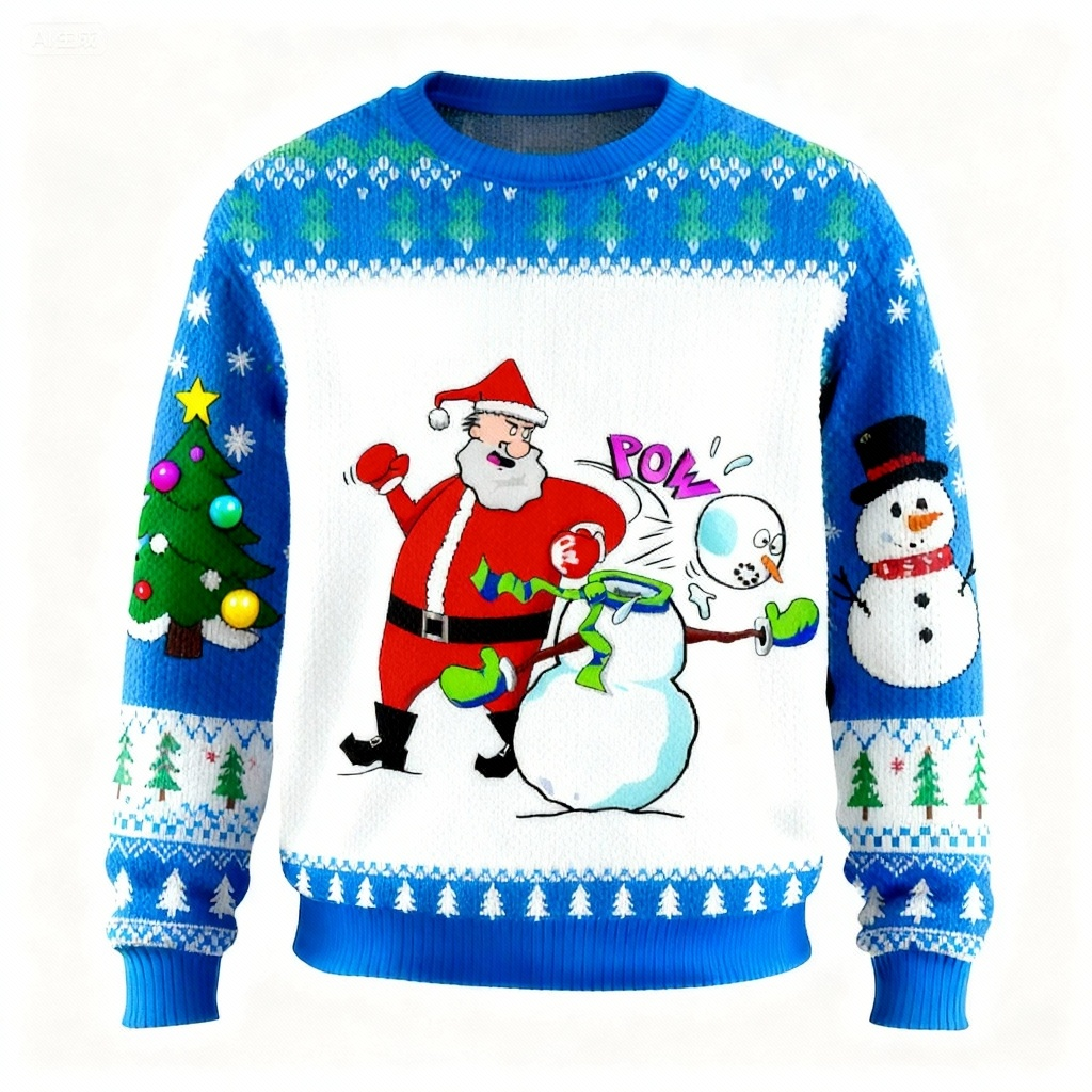 Mirla | Galen Tomte & Snöman Mönstrad Tröja - Ful & Bekväm Unisex Tröja-Eva Jonsson