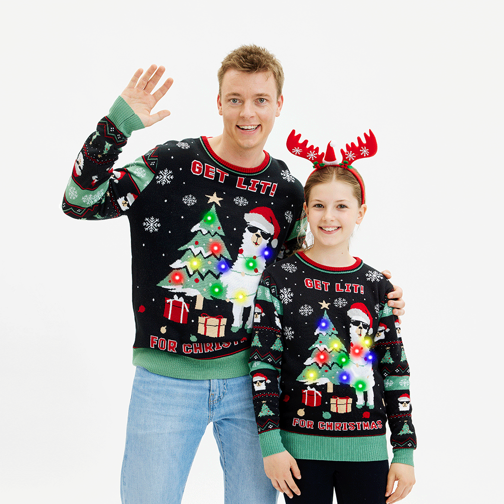 Mirla | Get Lit Llama Jul Jul Tröja Kvinnor-Eva Jonsson