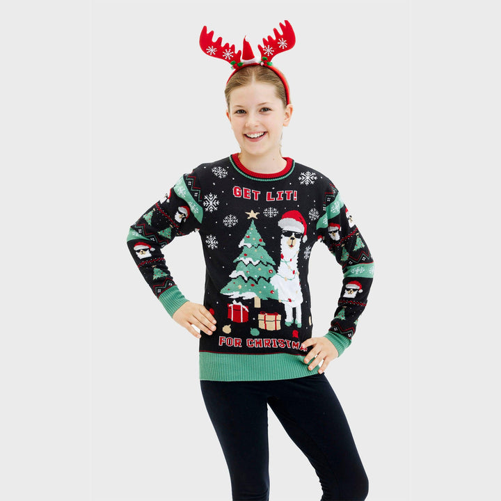 Mirla | Get Lit Llama Jul Jul Tröja Kvinnor-Eva Jonsson