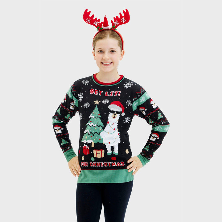 Mirla | Get Lit Llama Jul Jul Tröja Kvinnor-Eva Jonsson