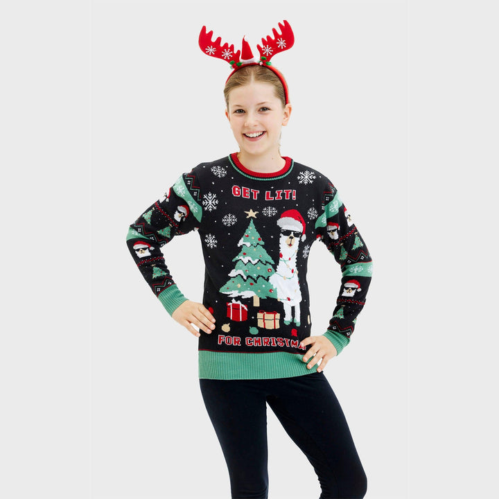 Mirla | Get Lit Llama Jul Jultröja - Dam-Eva Jonsson