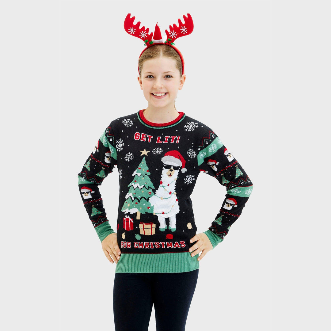 Mirla | Get Lit Llama Jul Jultröja - Dam-Eva Jonsson