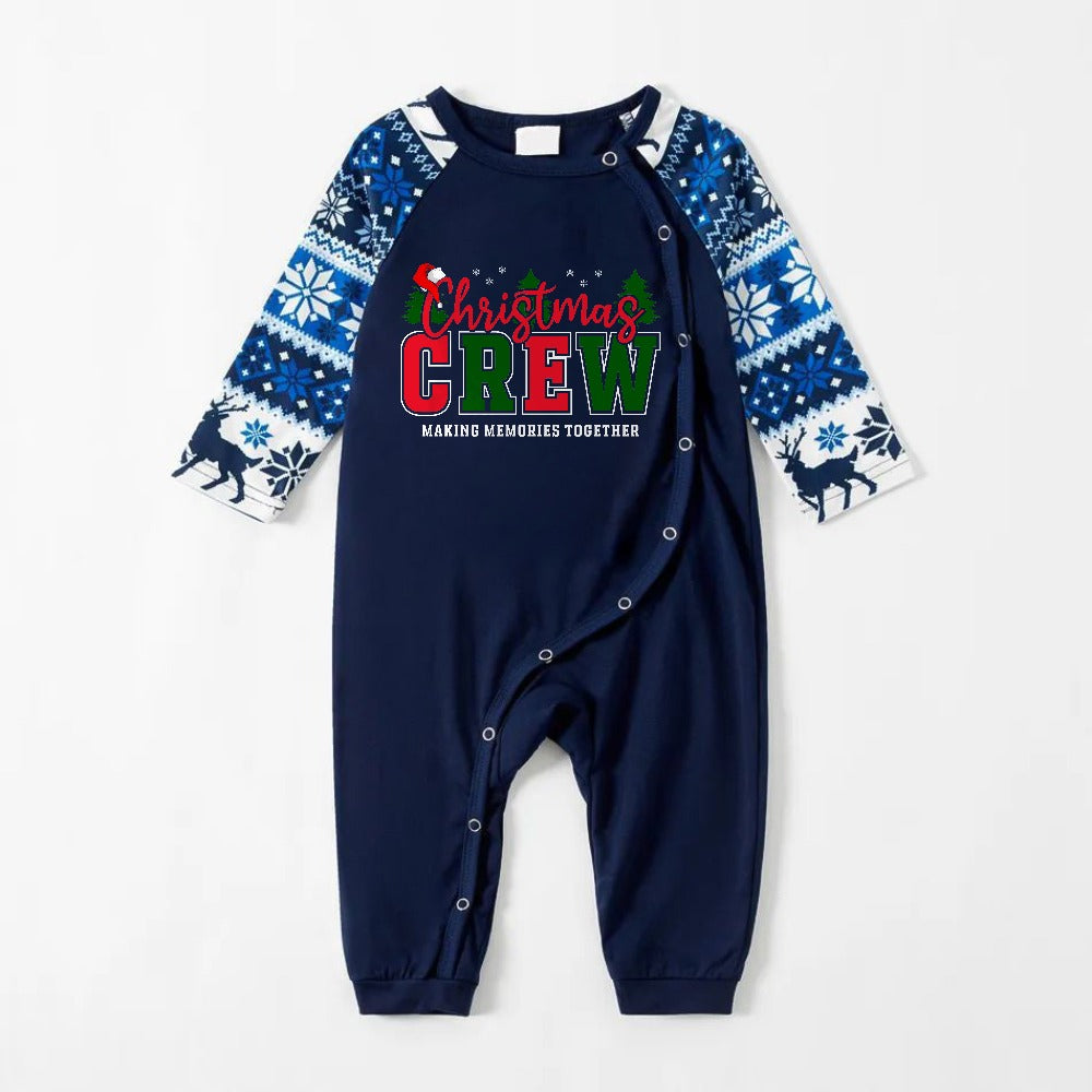 Mirla | Glad Blå Julpyjamas-Set med Festliga Semester-Slogans-Eva Jonsson