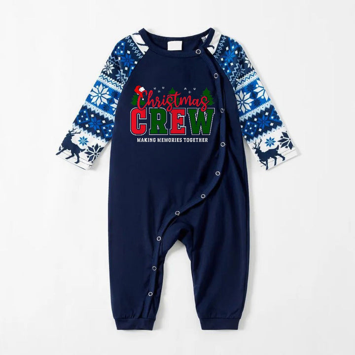 Mirla | Glad Blå Julpyjamas-Set med Festliga Semester-Slogans-Eva Jonsson