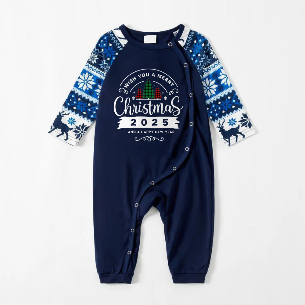 Mirla | Glad Blå Julpyjamasset med God Jul 2025 och Ett Gott Nytt År Tryck-Eva Jonsson