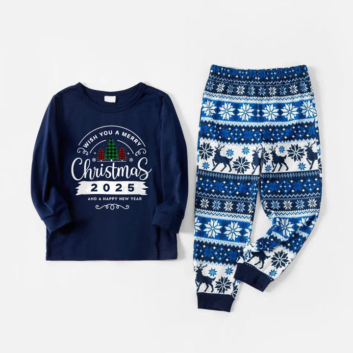 Mirla | Glad Blå Julpyjamasset med God Jul 2025 och Ett Gott Nytt År Tryck-Eva Jonsson