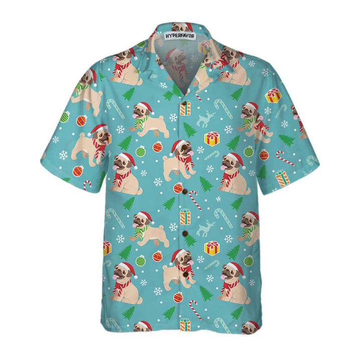 Mirla | Glad Mops Hund Jul Hawaiian Shirt Roligt Mops Jul Shirt-Eva Jonsson