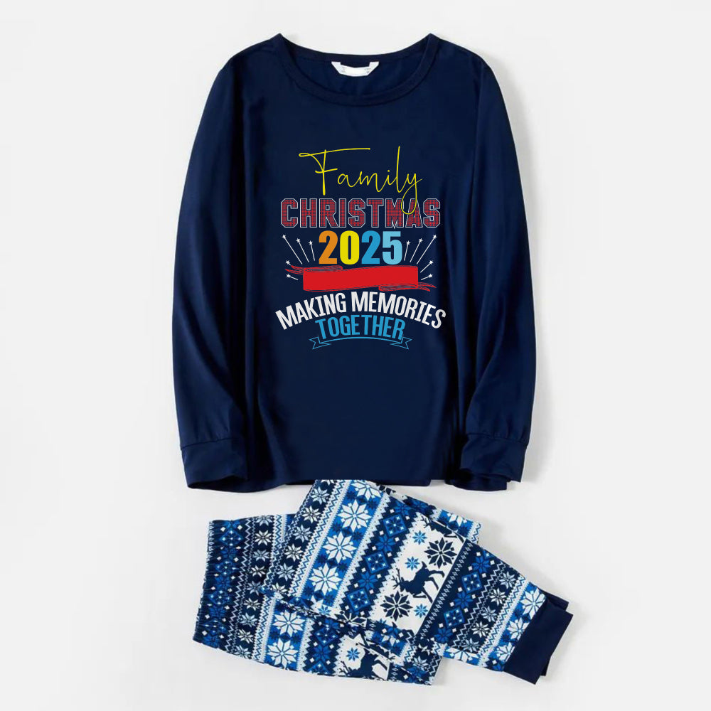 Mirla | Glädje Blå Jul Pyjamas Set med Jul Text Mönster Edition-Eva Jonsson