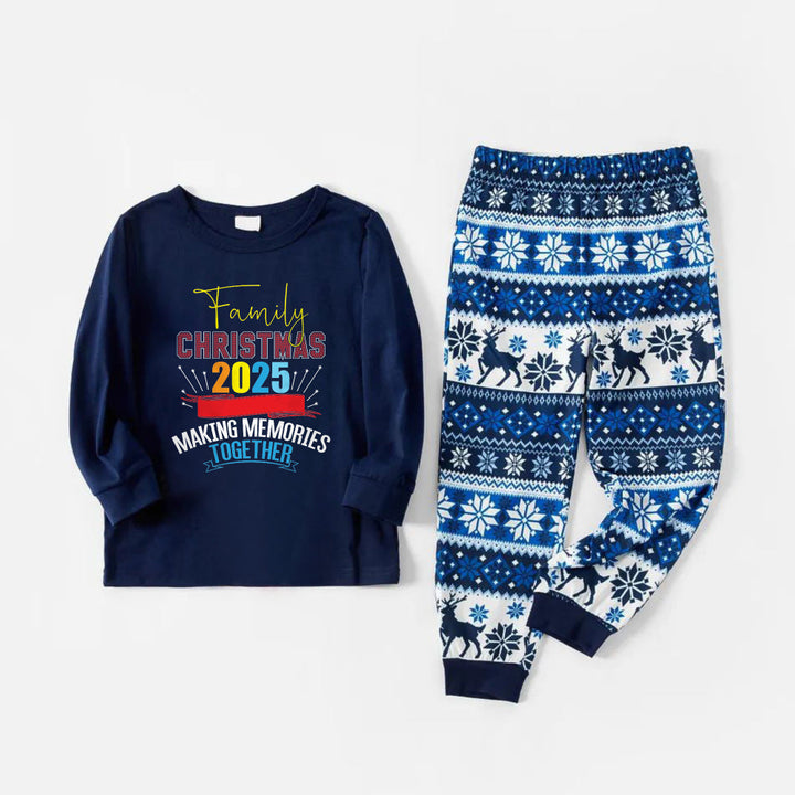 Mirla | Glädje Blå Jul Pyjamas Set med Jul Text Mönster Edition-Eva Jonsson