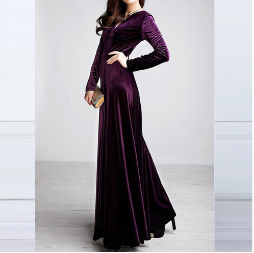Mirla | Glamorous Chic Klänning med Tjockad V-Hals-Eva Jonsson