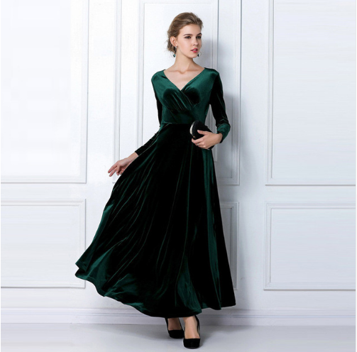 Mirla | Glamorous Chic Klänning med Tjockad V-Hals-Eva Jonsson