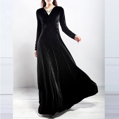 Mirla | Glamorous Chic Klänning med Tjockad V-Hals-Eva Jonsson