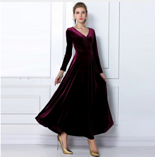 Mirla | Glamorous Chic Klänning med Tjockad V-Hals-Eva Jonsson
