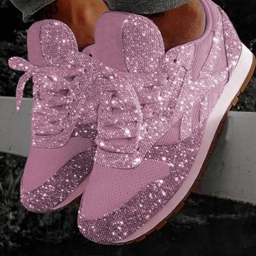 Mirla | Glittrande Mesh Snörning Plattform Komfort Vulkaniserade Sneakers-Eva Jonsson