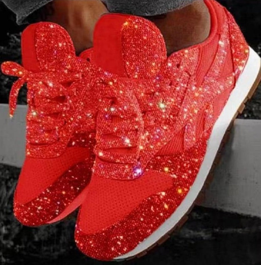 Mirla | Glittrande Mesh Snörning Plattform Komfort Vulkaniserade Sneakers-Eva Jonsson