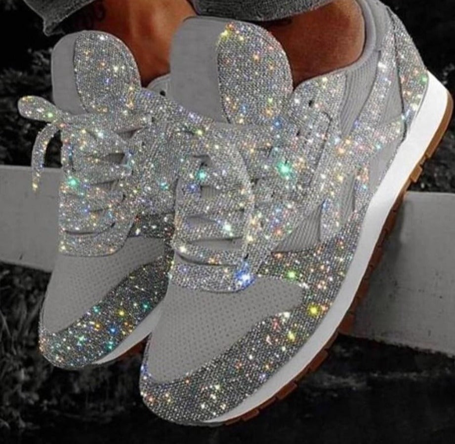 Mirla | Glittrande Mesh Snörning Plattform Komfort Vulkaniserade Sneakers-Eva Jonsson