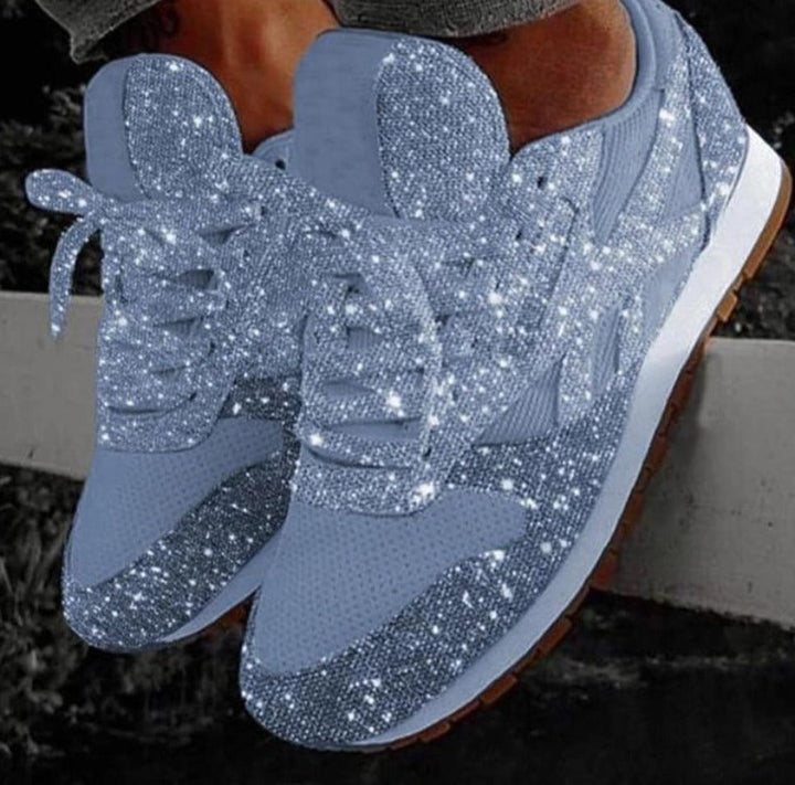 Mirla | Glittrande Mesh Snörning Plattform Komfort Vulkaniserade Sneakers-Eva Jonsson