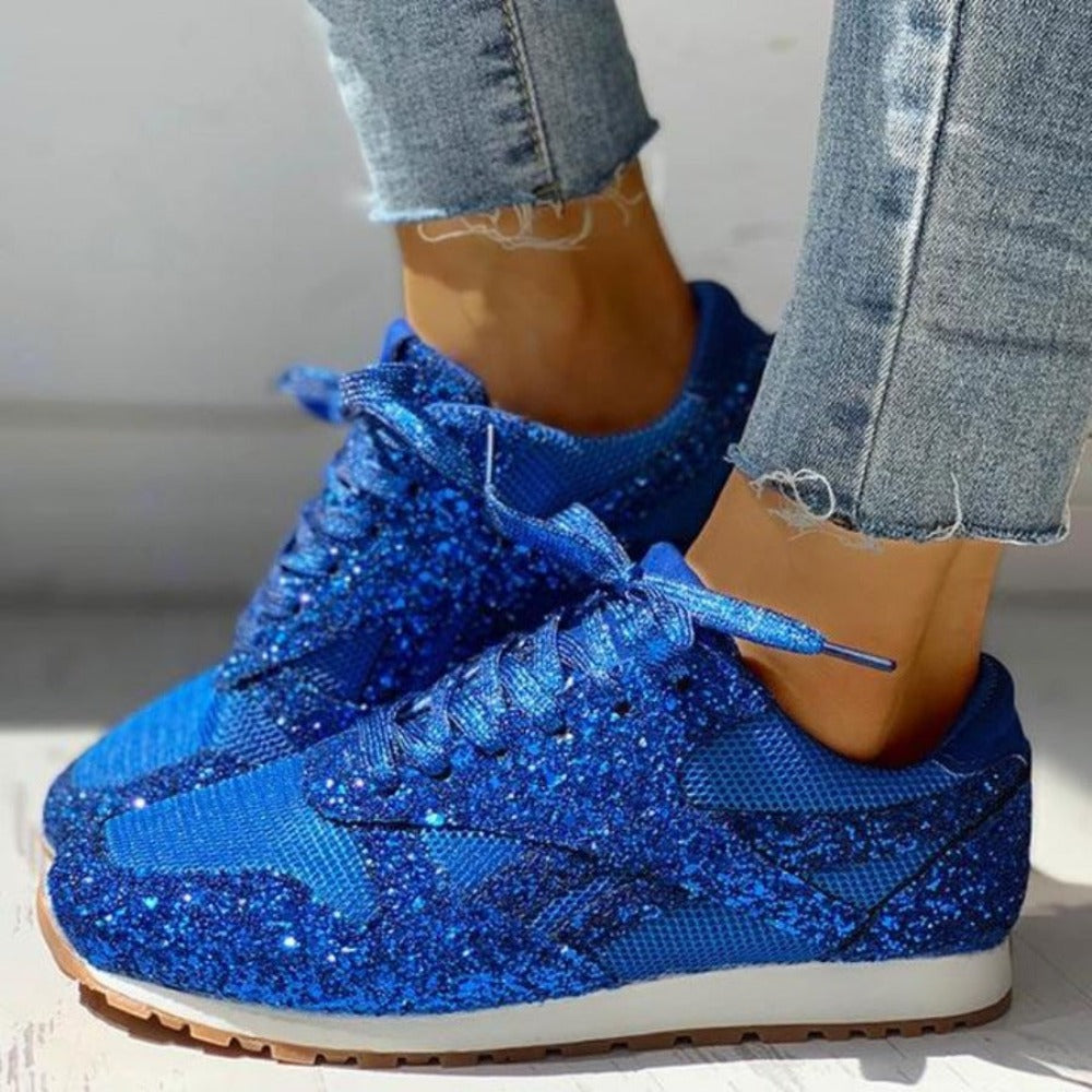 Mirla | Glittrande Mesh Snörning Plattform Komfort Vulkaniserade Sneakers-Eva Jonsson