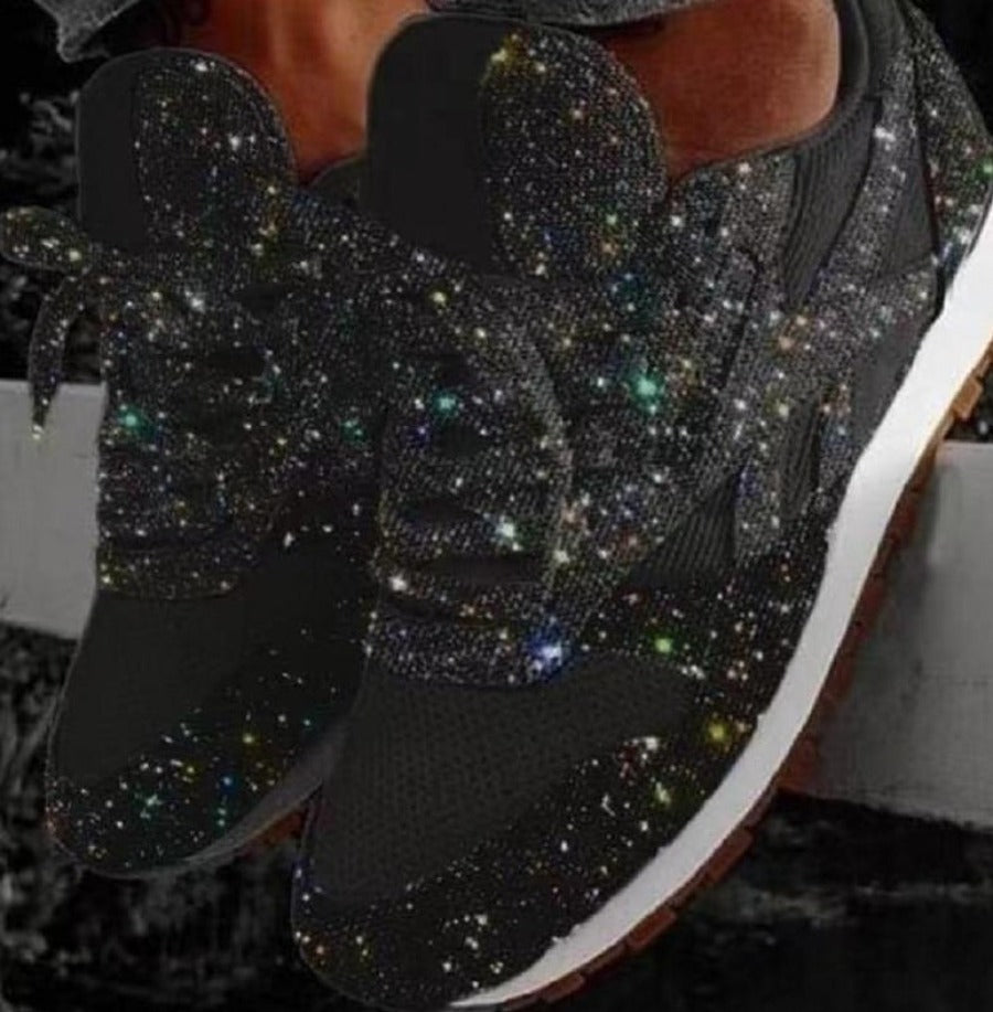 Mirla | Glittrande Mesh Snörning Plattform Komfort Vulkaniserade Sneakers-Eva Jonsson