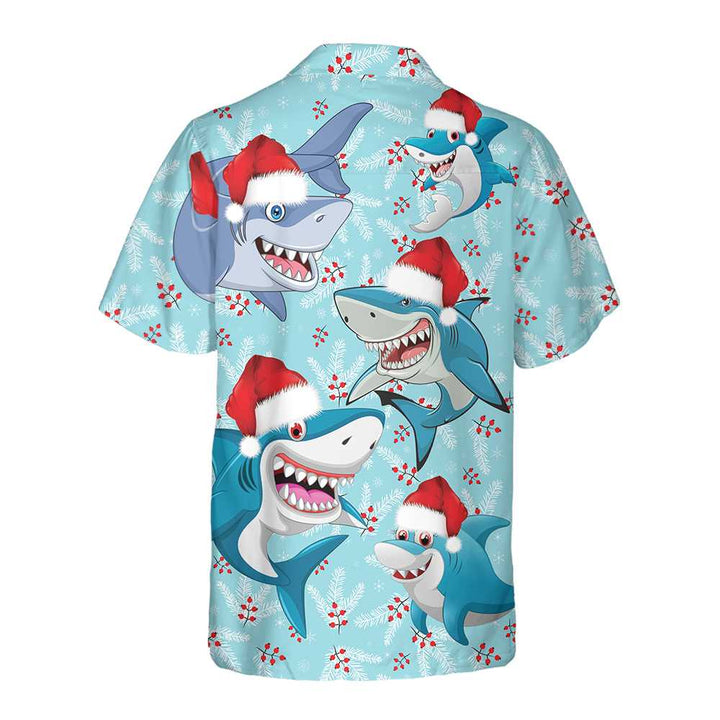 Mirla | God Jul Hai Santa Hat Jul-Hawaiian-Shirt Rolig Hai-Hawaiian-Shirt För Julafton-Eva Jonsson