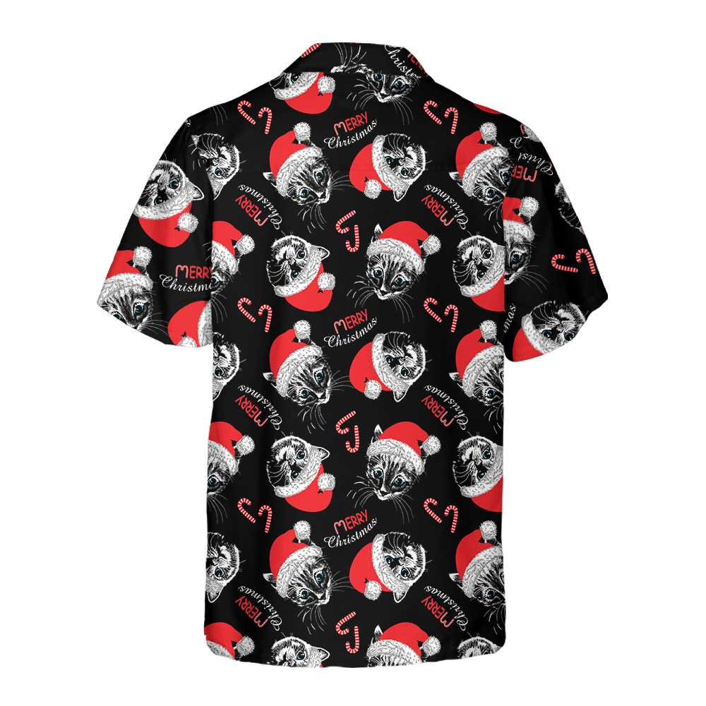 Mirla | God Jul Svart Hawaiian-Shirt Rolig Julkatt-Shirt Bästa Julklappsidén-Eva Jonsson