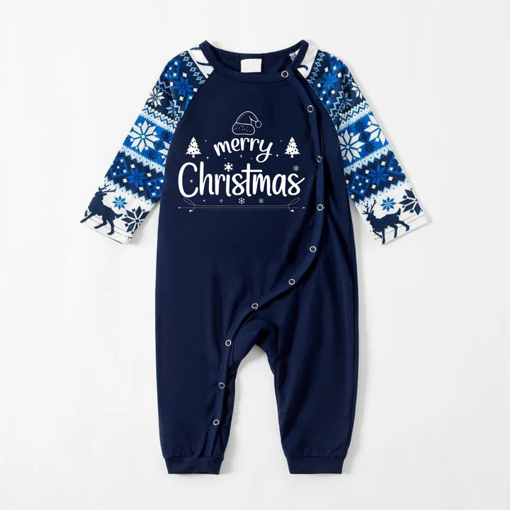 Mirla | God Jul Tryck Blå Familj Jul Matching Pyjamas-Eva Jonsson